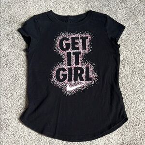 Nike Kids Black and Pink Graphic Tee 6x